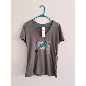 NWT NFL Miami Dolphins Team V-Neck Tee Gray | L